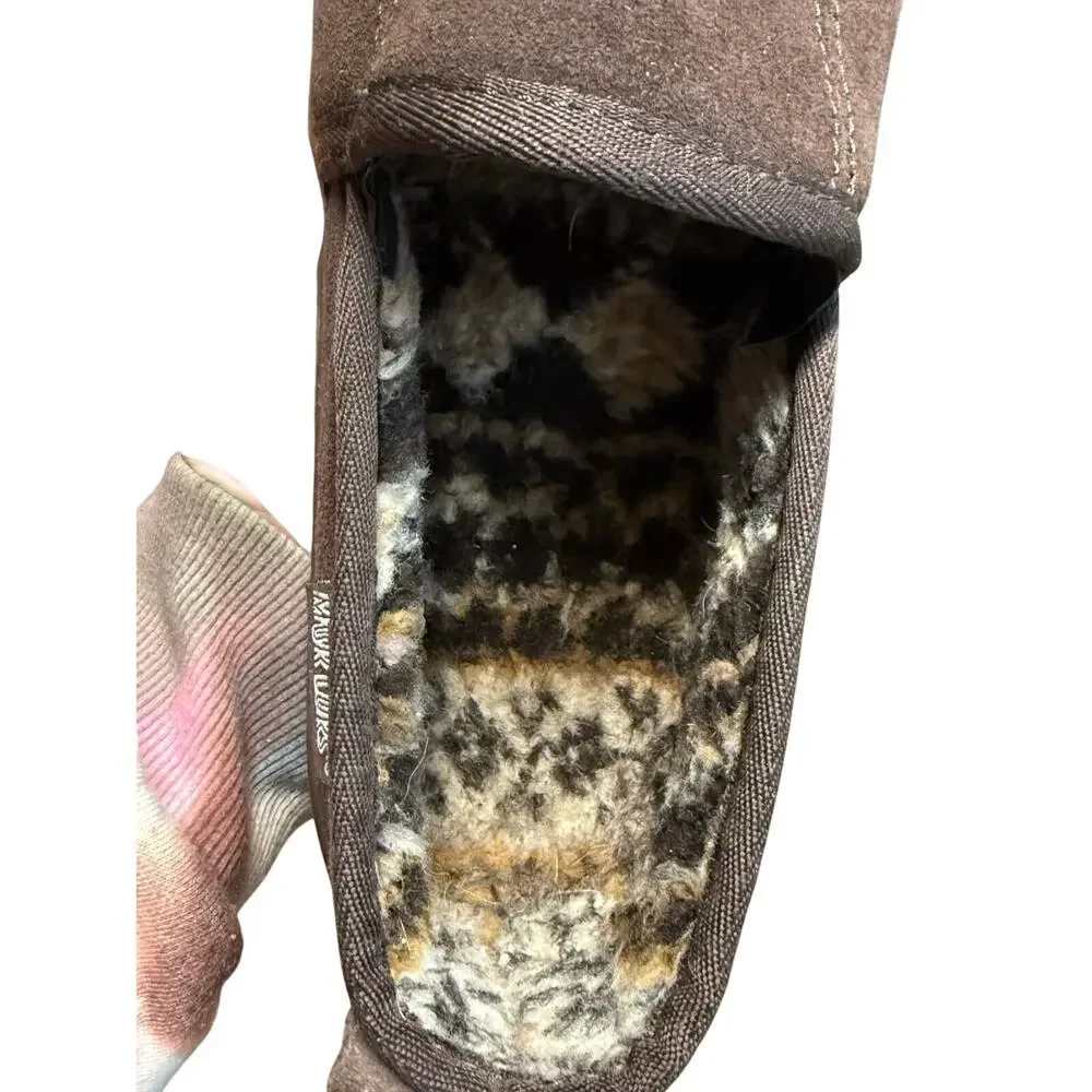 Men's Brown Muk Luks‎ Suede Slip-On Slippers Size 11